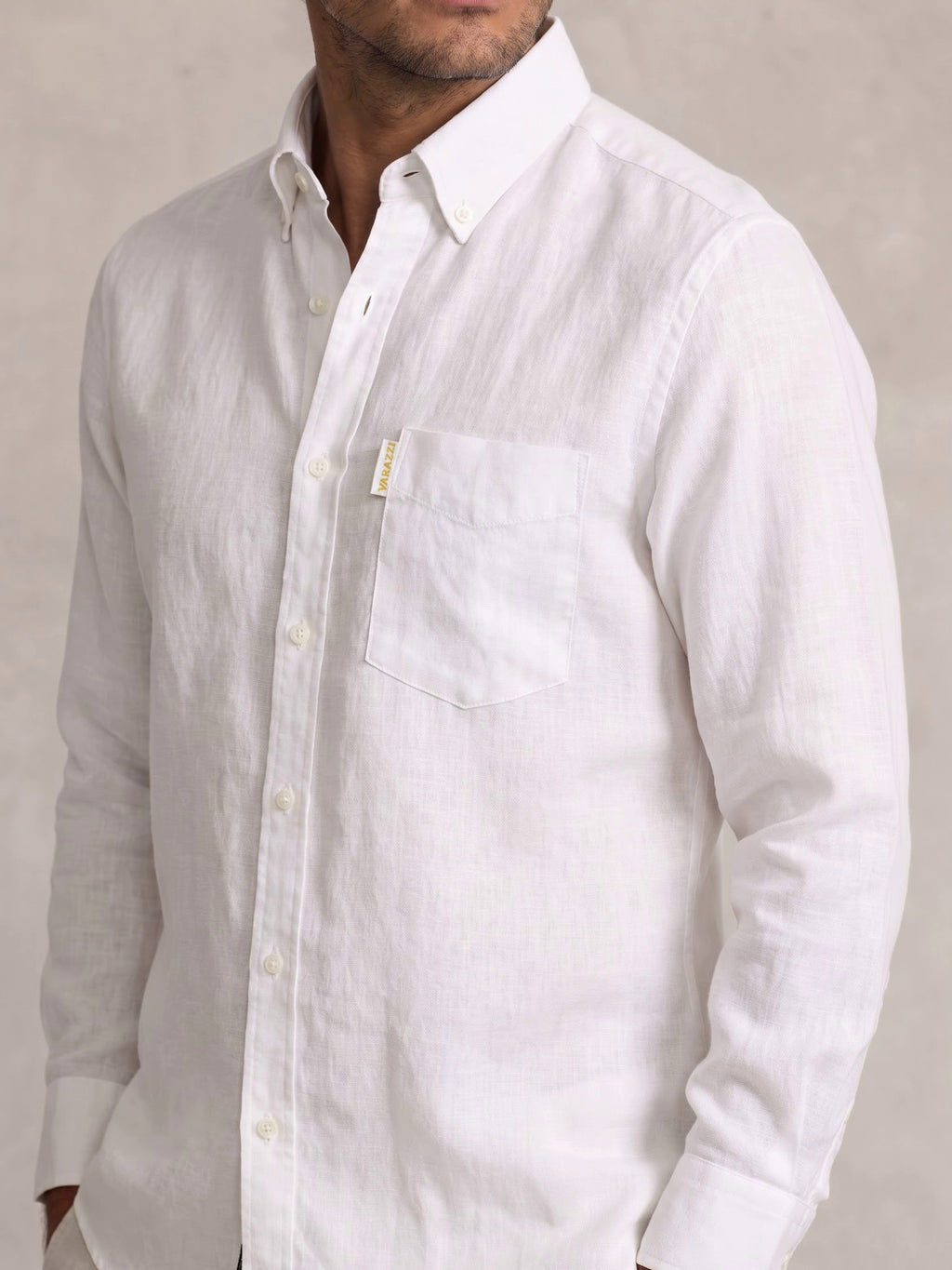 Estate White Linen Shirt Closeup